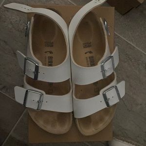 White Birkenstocks with heel strap